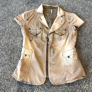 Crop tan jacket by guess